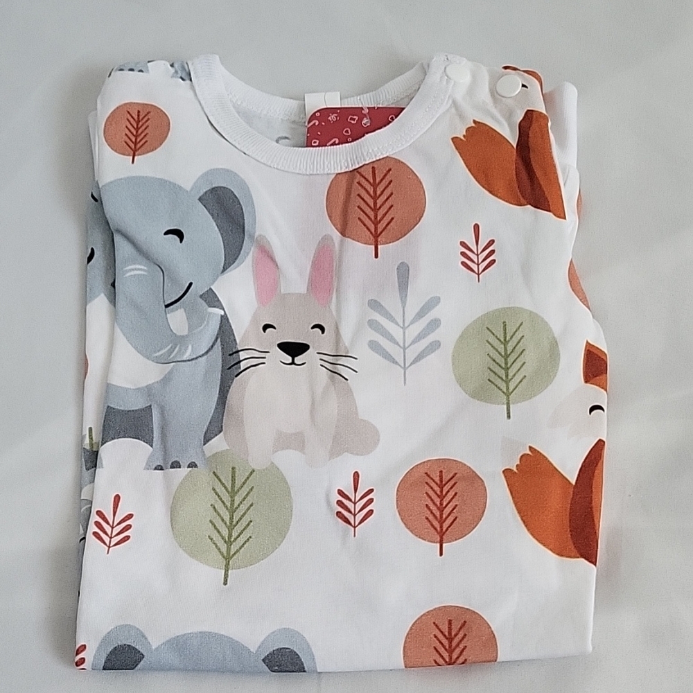 PatPat White and Orange Animal Print Footie